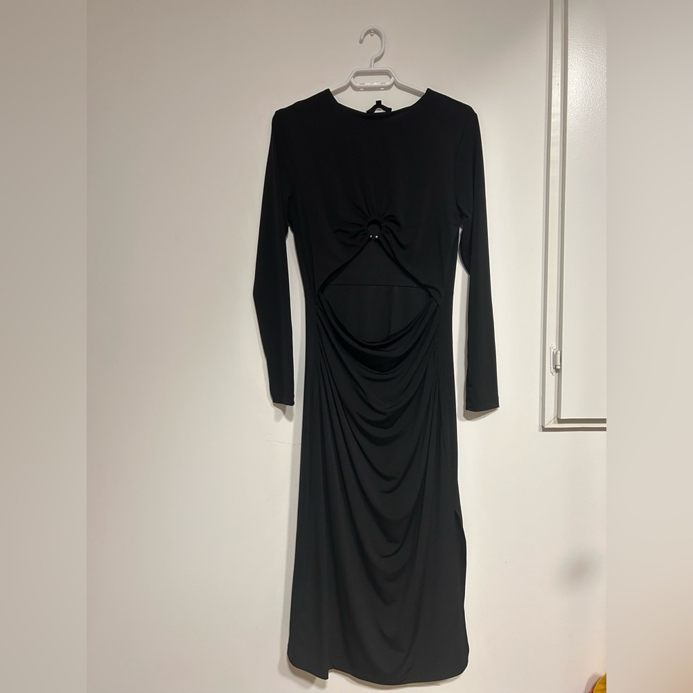 CHIC black midi length, long sleeve dress